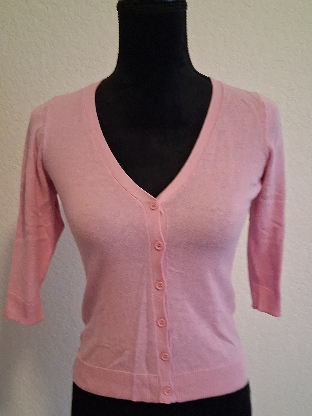 Frenchi Pastel Pink V-Neck Button-Front Cardigan